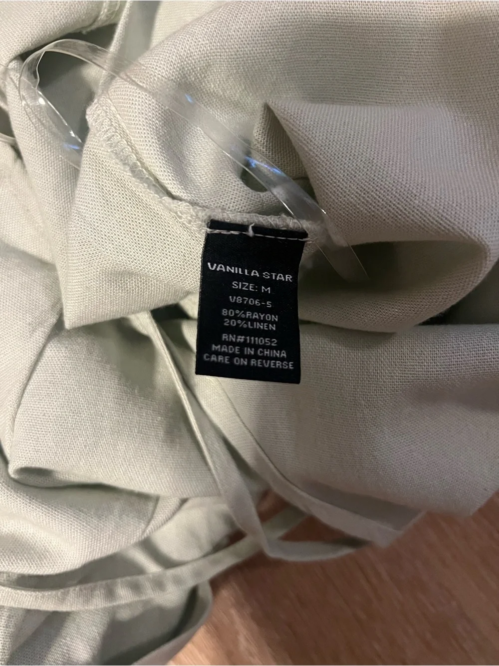 NWT Vanilla Star Sage Green Linen Blend Wide Leg Jumpsuit Strappy Back Size M
